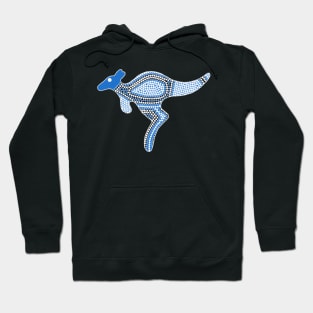 Aboriginal Art - Kangaroo Blue Hoodie